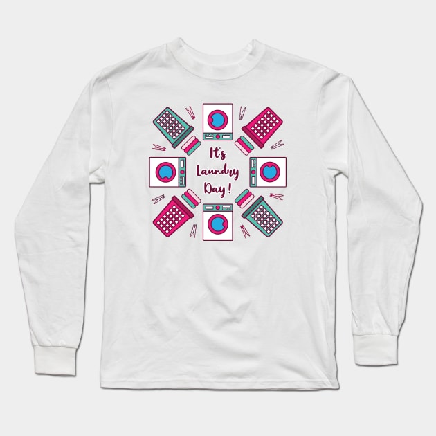 It's Laundry Day Mandala | Green Pink | White Long Sleeve T-Shirt by Wintre2